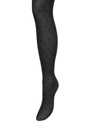 Front detail image of the Fiona dot tights in black, by brand Vero moda