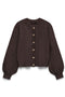 Front image of the Hazel ls oneck cardigan in chocolate, by brand Vero moda