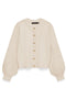 Front image of the Hazel ls oneck cardigan in cream, by brand Vero moda