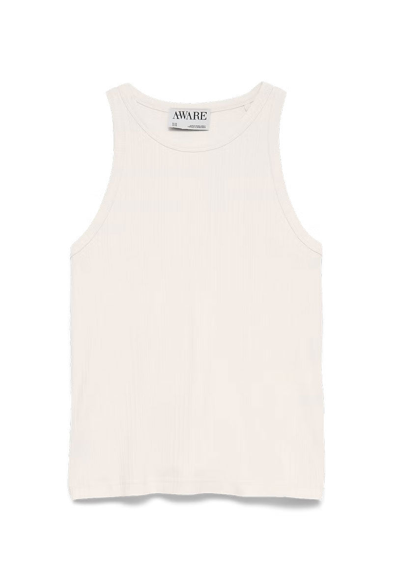 Front image of Irina oneck tank top in white, by brand Vero moda