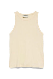 Front image of the Irina oneck tank top in vanilla, by brand Vero moda