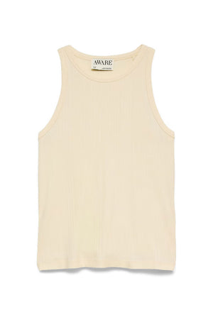 Front image of the Irina oneck tank top in vanilla, by brand Vero moda