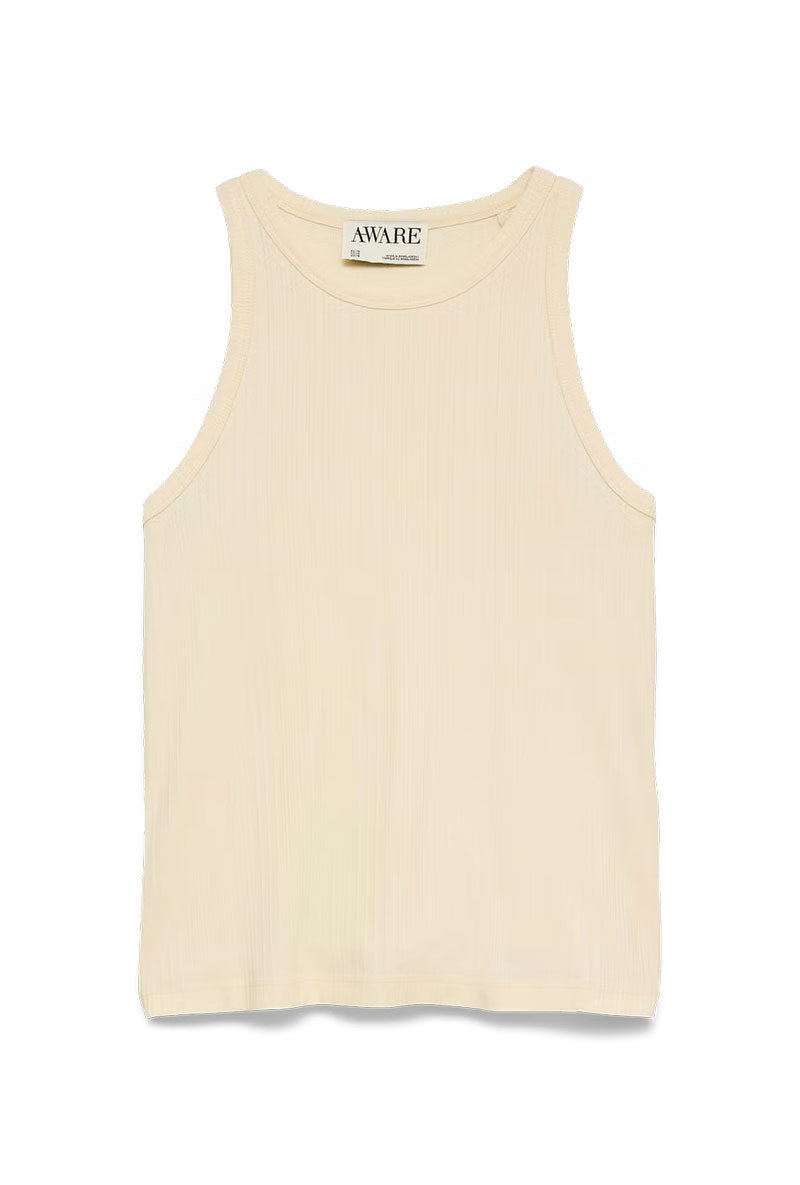Front image of Irina oneck tank top in vanilla, by brand Vero moda
