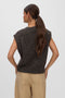 Back image of a model wearing the Marianna sl oneck vest in chocolate, by brand Vero moda