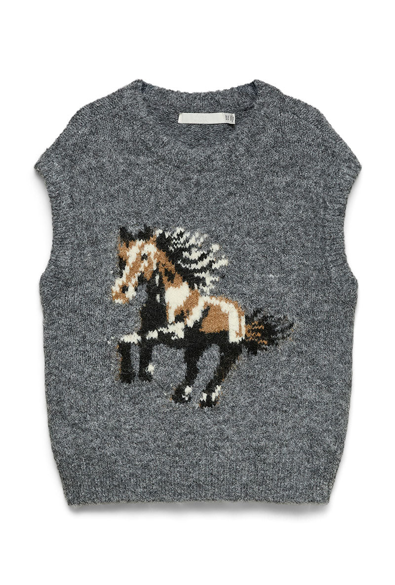 Front image of Marianna sl oneck vest in dark grey, by brand Vero moda