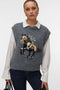 Front image of a model wearing the Marianna sl oneck vest in dark grey, by brand Vero moda