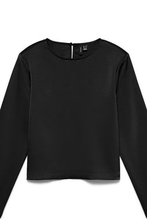 Front detailed image of the Miro ls oneck short top in black, by brand Vero moda