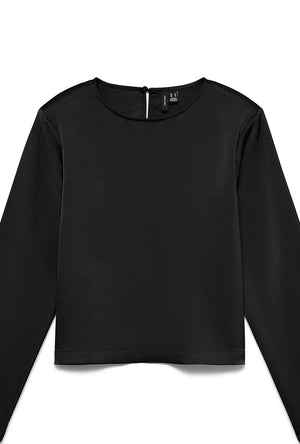 Front detailed image of the Miro ls oneck short top in black, by brand Vero moda