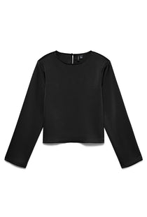 Front image of the Miro ls oneck short top in black, by brand Vero moda