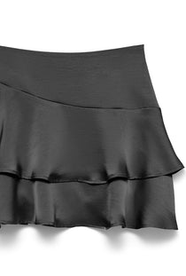 Front detailed image of the Miro mw short detail skirt in black, by brand Vero moda
