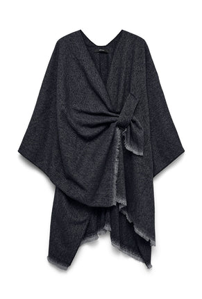 Front image of Molly poncho in chocolate, by brand Vero moda