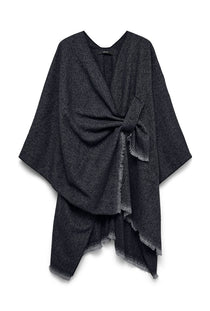 Front image of the Molly poncho in chocolate, by brand Vero moda