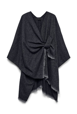 Front image of the Molly poncho in chocolate, by brand Vero moda