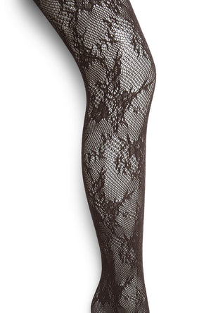Front image of the Monroe lace tights in black, by brand Vero moda