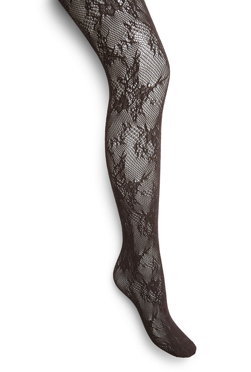 Front image of Monroe lace tights in black, by brand Vero moda