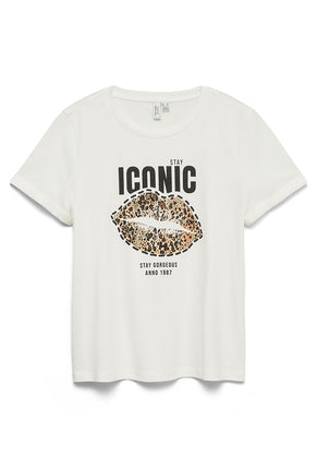 Front image of Myra ss oneck tshirt in off white, by brand Vero moda