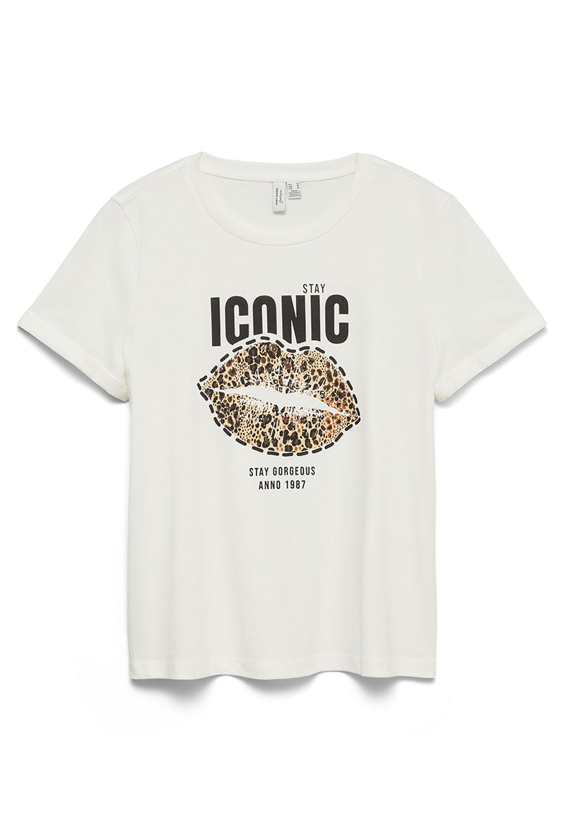 Front image of Myra ss oneck tshirt in off white, by brand Vero moda