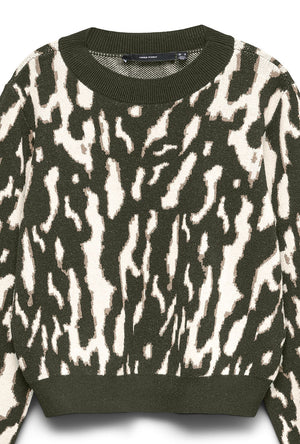 Front image of the Nancy ls oneck pullover in green, by brand Vero moda