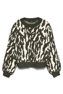 Front image of the Nancy ls oneck pullover in green, by brand Vero moda