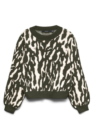 Front image of the Nancy ls oneck pullover in green, by brand Vero moda