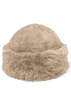 Front image of the Safina hat in light brown, by brand Vero moda