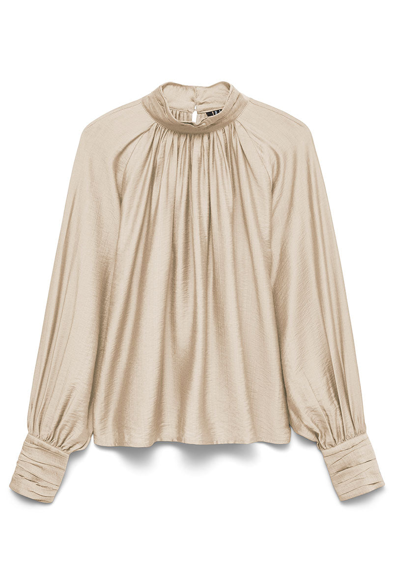 Front image of Sunny ls top in cream, by brand Vero moda