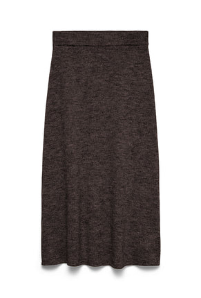 Front image of Teak ankle skirt in chocolate, by brand Vero moda