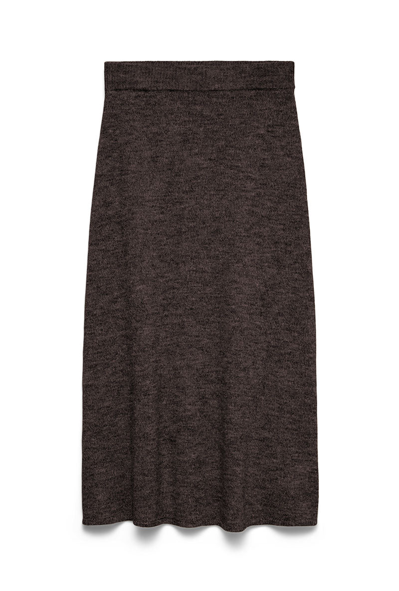 Front image of Teak ankle skirt in chocolate, by brand Vero moda