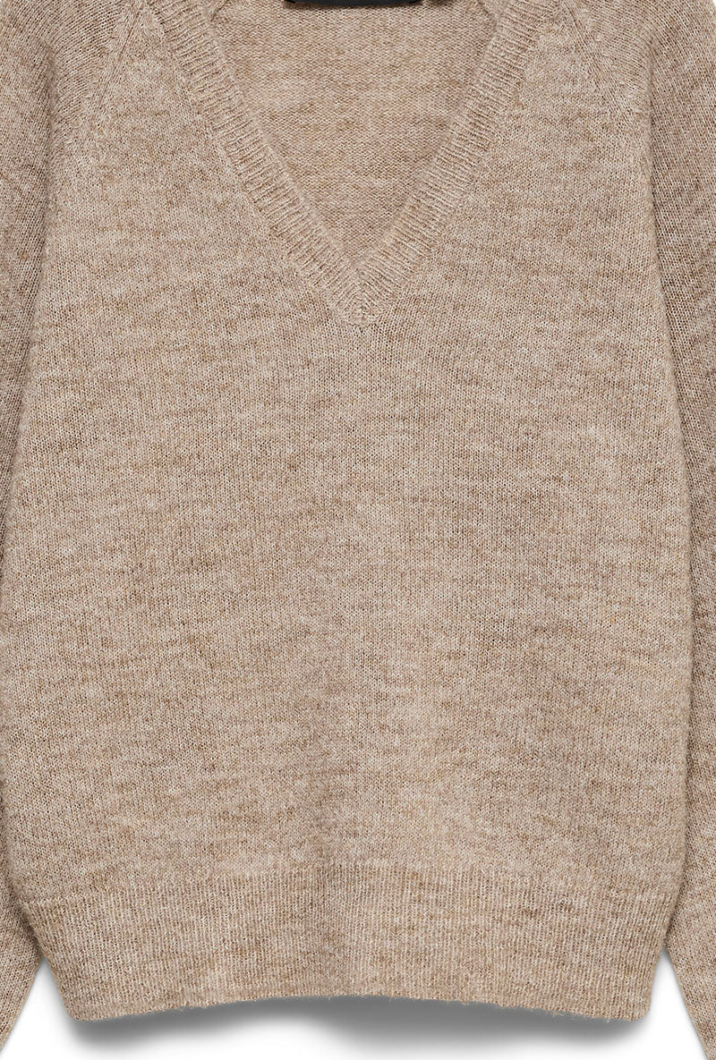 Detail image of Teak ls vneck pullover in stone, by brand Vero moda