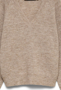 Detail image of the Teak ls vneck pullover in stone, by brand Vero moda