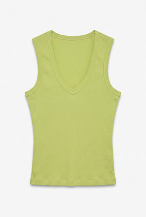 Front image of the Tilly sl top in green, by brand Vero moda