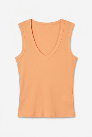 Front image of the Tilly sl top in orange, by brand Vero moda