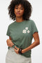 Front image of a model wearing the Vanja francis ss top in green, by brand Vero moda