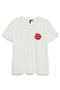 Front image of the Vanja francis ss top in white/red, by brand Vero moda