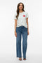 Front image of a model wearing Vanja francis ss top in white/red, by brand Vero moda
