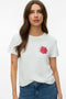 Front image of a model wearing the Vanja francis ss top in white/red, by brand Vero moda