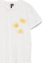 Front detail image of the Vanja francis ss top in white/yellow, by brand Vero moda