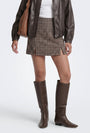 Image of VIOLETA HW CHECK SLIT SKIRT in brown, by brand ONLY