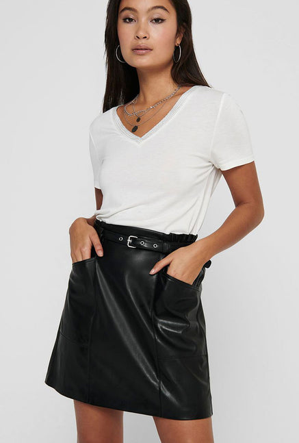 ONLY HEIDI FAUX LEATHER BELT SKIRT