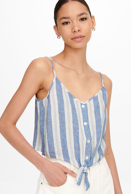 ONLY CARO STRAP LINEN KNOT TOP