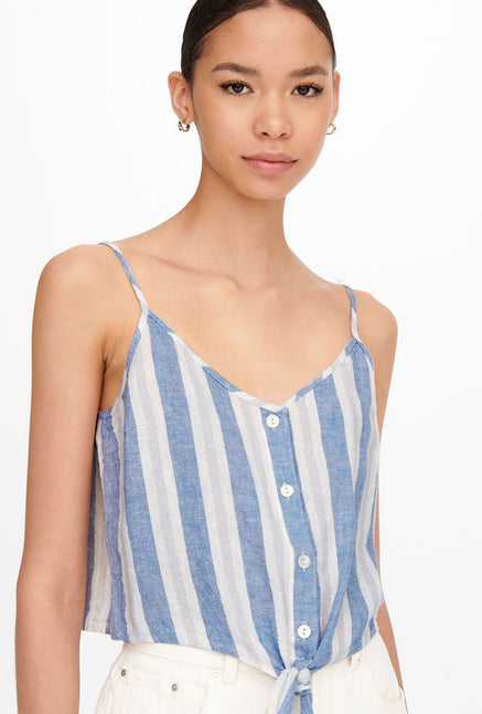 ONLY CARO STRAP LINEN KNOT TOP