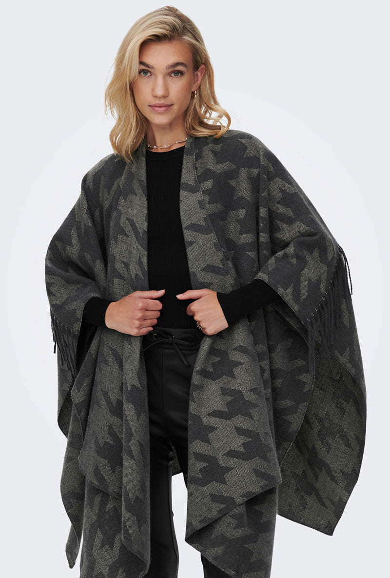 ONLY VIVIAN HOUNDTOOTH PONCHO